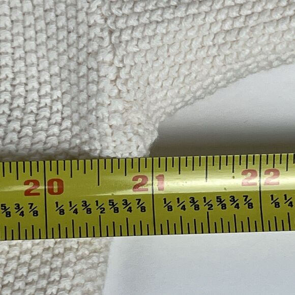 LOFT Sz L Chunky Knit V-neck Cropped Sweater Ivory 4 Button Cardigan - Picture 7 of 9